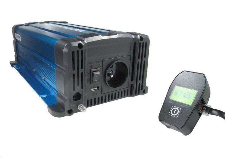 Menič napätia Solarvertech G525C FS1000 12V/230V 1000W + USB, diaľkové ovládánie, čistá sinusovka