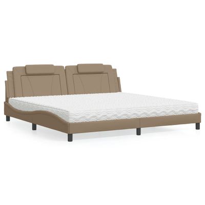 vidaXL Posteľ Viana s matracom kapučínová 200x200 cm umelá koža