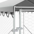 vidaXL Vonkajší koterec pre psov so strechou striebor. 2x14x2,5m oceľ