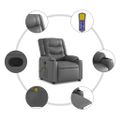 vidaXL Masážne kreslo s polohovacím mechanizmom, sivé, umelá koža