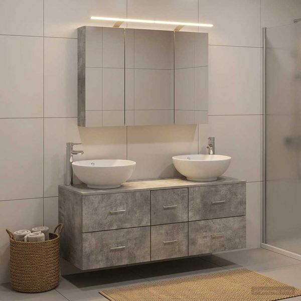 vidaXL Sada kúpeľňového nábytku 4 pcs Betónovo sivá
