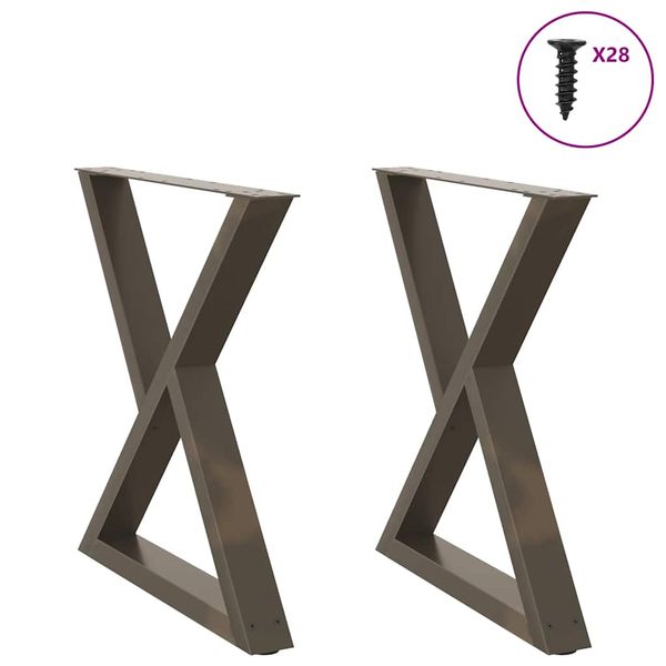 vidaXL Nohy k jedálenskému stolu 2 ks, prírodná oceľ 70 x (72-73,3) cm, oceľ