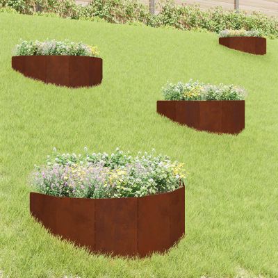 vidaXL Obrubník trávnika 4 ks 100 x 45 cm Oceľ Hrdzavý