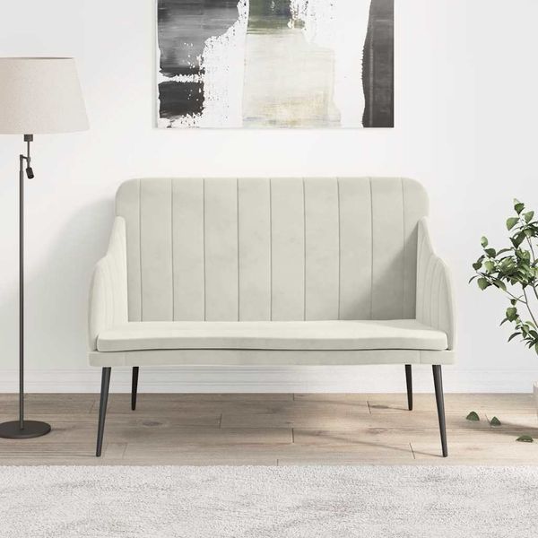 vidaXL Lavička krémová 110x76x80 cm zamat