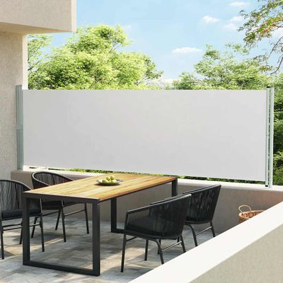 vidaXL Zaťahovacia bočná markíza na terasu 140x600 cm, krémová