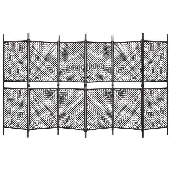 vidaXL 6-panelový paraván hnedý 360x200 cm polyratanový
