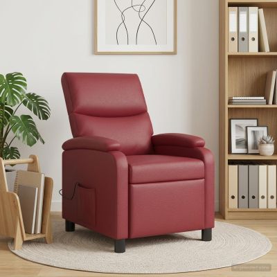 vidaXL Masážne relaxačné kreslo Víno červené Umelá koža