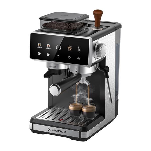 Kávovar AMZCHEF CE-CM5560-SV s piestovým systémom (strieborný)
