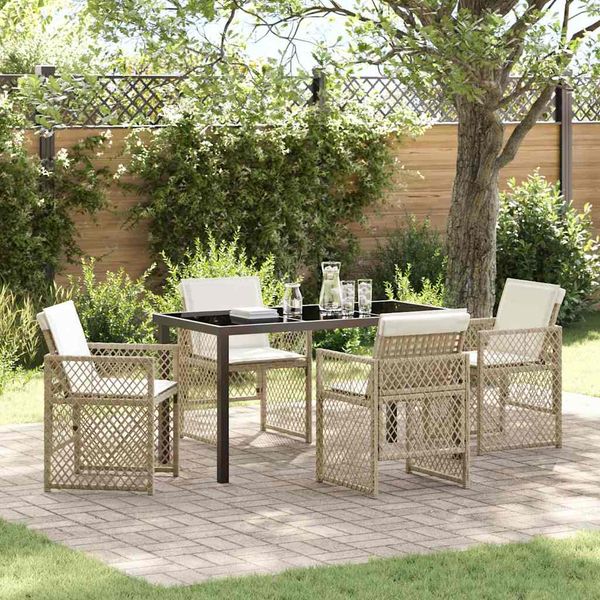vidaXL Záhradný jedálenský set 5 pcs Béžová polyratan