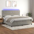 vidaXL Posteľ boxsping s matracom a LED bledosivá 200x200 cm zamat