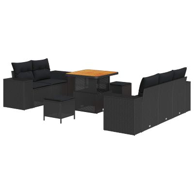 vidaXL Súprava záhradných pohoviek 8 pcs Čierna polyratan