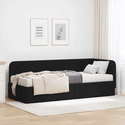 vidaXL Rohový rám postele Čierny 80 x 200 cm látka