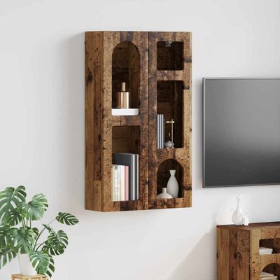 vidaXL Závesná skrinka s poličkou ELST Staré drevo 59 x 20 x 100 cm