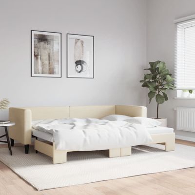 vidaXL Denná posteľ s rozkladacou posteľou krémová 80x200 cm látka