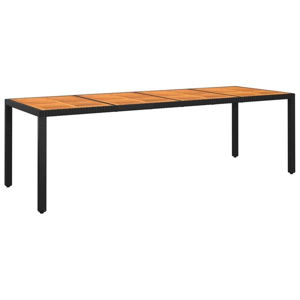 vidaXL Záhradný stôl 250x100x75 cm akáciové drevo a polyratan čierny
