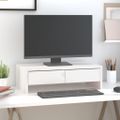 vidaXL Stojan na monitor biely 50x27x15 cm masívna borovica