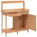 vidaXL Stôl na presádzanie so skrinkou hnedý 110,5x45x124,5 cm jedľa