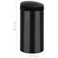 vidaXL Automatický odpadkový kôš, senzor 50 l, uhlíková oceľ, čierny