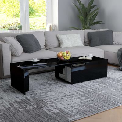 vidaXL Konferenčný stolík lesklý čierny 150x50x35 cm drevotrieska