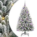 vidaXL Umelý Sklápací Vianočný Stromček 150 LED Zelená a biela 150 cm