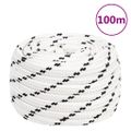 vidaXL Pletené lodné lano biele 20 mm x 100 m polyester