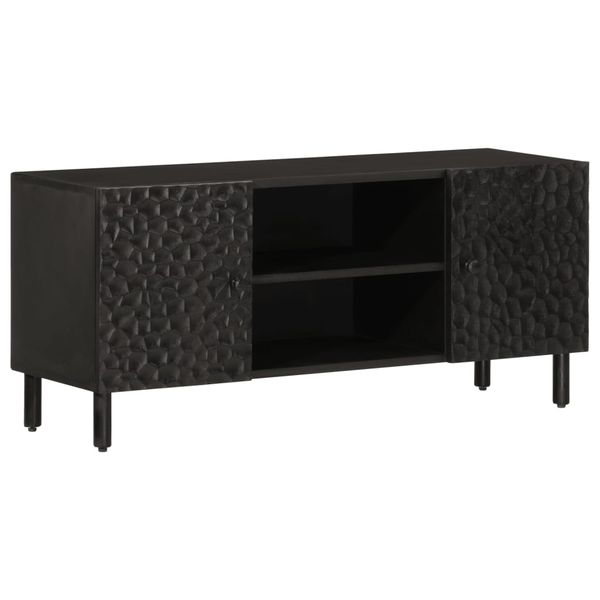 vidaXL TV skrinka, čierna 105x33x46 cm, mangový masív