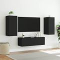 vidaXL 3-dielne TV nástenné skrinky s LED svetlami čierne