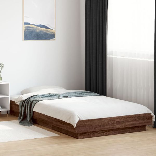 vidaXL Posteľný rám hnedý dub 75x190 cm kompozitné drevo