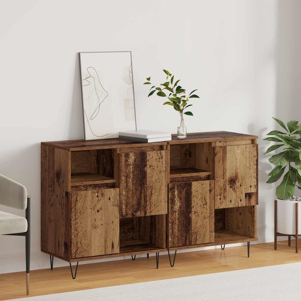 vidaXL Servírovacia skriňa 2 pcs Staré drevo 60 x 35 x 70 cm