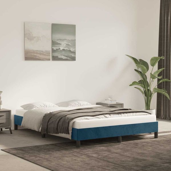 vidaXL Posteľ bez matraca tmavomodrá 140x190 cm zamat
