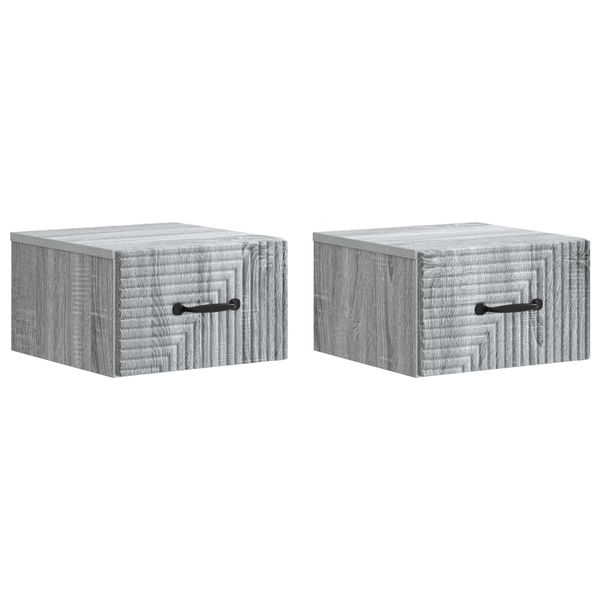 vidaXL Nástenná nočná skrinka 2 pcs Sivá sonoma 34,5 x 33 x 20 cm