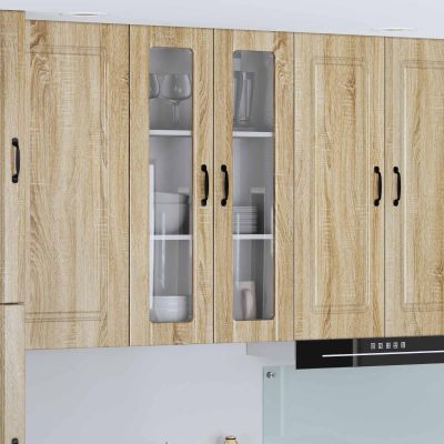 vidaXL Nástenný sklenený kabinet LUCCA Dub sonoma 60 x 31 x 100 cm
