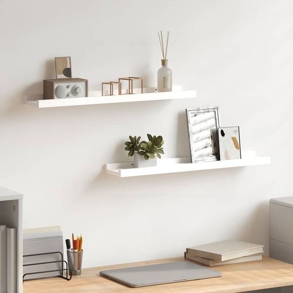 vidaXL Poličky na zarámované obrázky 2 ks biele 60x9x3 cm MDF