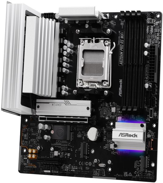 ASRock A620AM Pro RS WiFi / AMD A620A / AM5 / 4x DDR5 DIMM / 3x M.2 / HDMI / DP / USB-C / WiFi / mATX