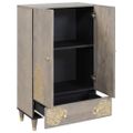 vidaXL Highboard Šedá a zlatá 60 x 33 x 100 cm Masívne mango drevo