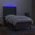 vidaXL Posteľ boxsping s matracom a LED tmavosivá 80x200 cm látka