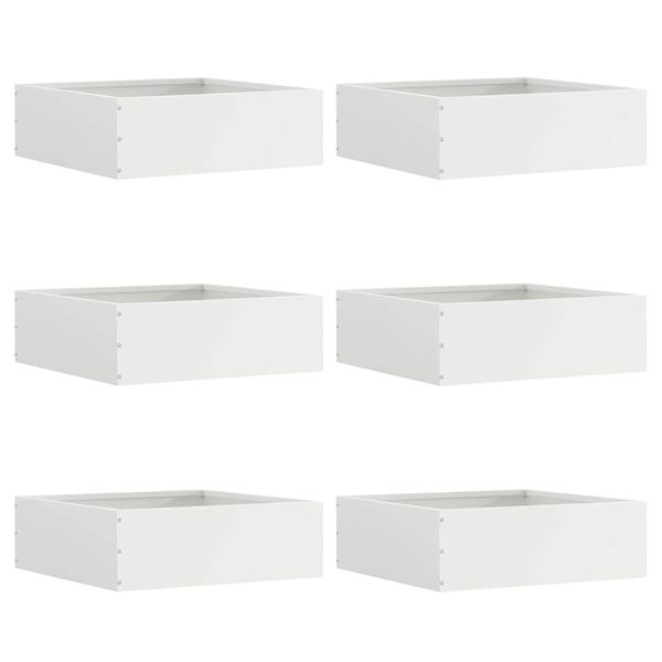 vidaXL Obrubník trávnika 6 pcs Biela 40 x 40 x 13 cm Oceľ