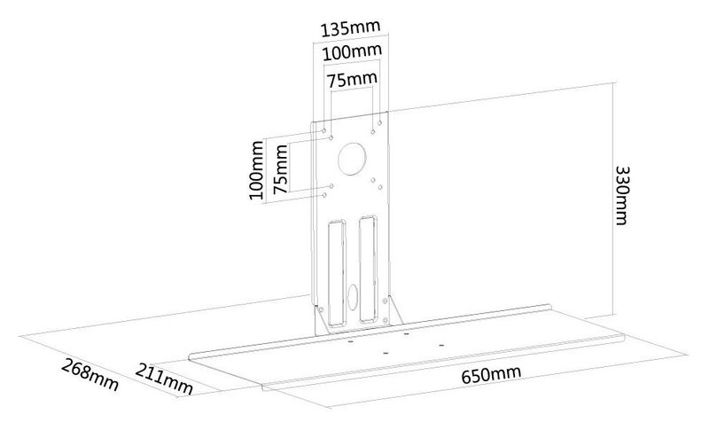 Neomounts  KEYB-V200BLACK / Keyboard- & Mouse Holder (width: 65 cm) VESA 75x75 / Black Držák, VESA, pre klávesnicu a myš, nosnosť 2 kg, šírka 65 cm, oceľ, čierny