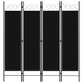 vidaXL Paraván so 4 panelmi, čierny 160x180 cm