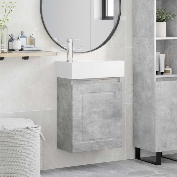 vidaXL Kúpeľňová skrinka s batériou Betónovo sivá 45,5 x 22,5 x 84 cm