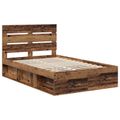 vidaXL Rám postele Staré drevo 120 x 200 cm Masívne borovicové drevo