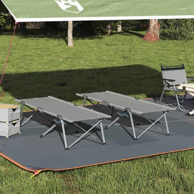 vidaXL Skladacia kempingová posteľ 2 pcs Sivá 194 x 62,5 x 42,5 cm