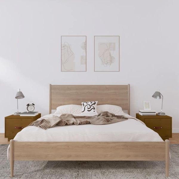 vidaXL Nočné stolíky 2 ks medovo-hnedé 40x34x35 cm borovicové drevo