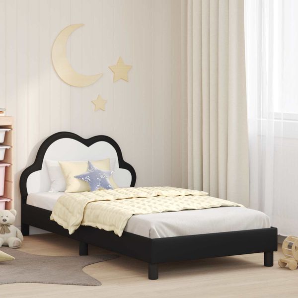 vidaXL Detský rám na posteľ s čelom Čierna 80 x 200 cm PU