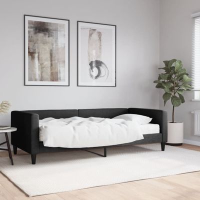 vidaXL Denná posteľ s matracom čierna 90x200 cm látka