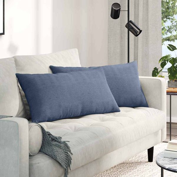 vidaXL Vankúše na pohovku 2 pcs Modrá 80 x 40 cm Kordúrová tkanina