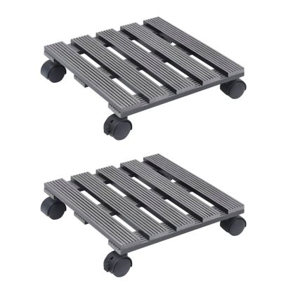 vidaXL Vozíky pod kvetináče 2 ks sivé 30x30x7,5 cm WPC