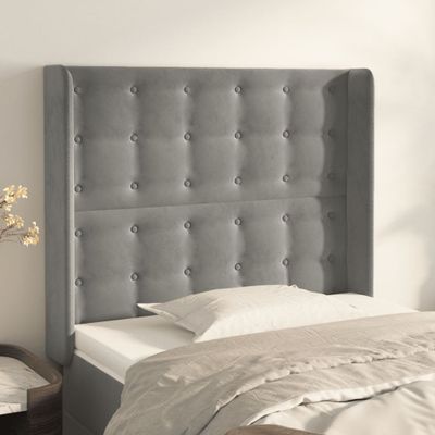 vidaXL Čelo postele so záhybmi bledosivé 83x16x118/128 cm zamat