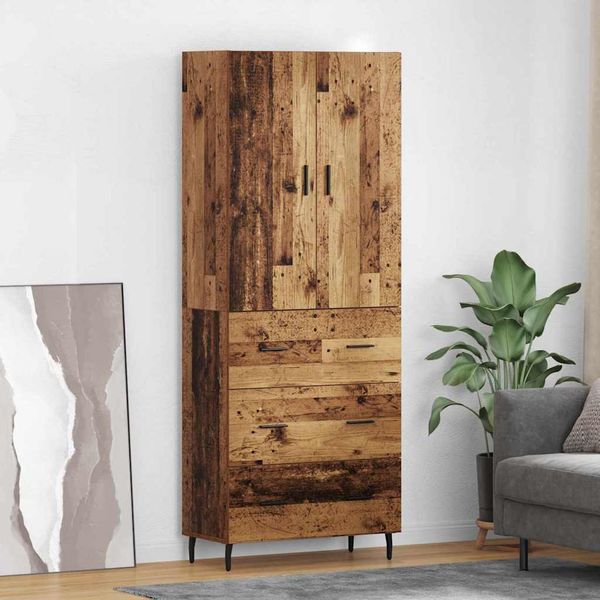 vidaXL Highboard 2 pcs Staré drevo Drevovláknitá doska a sklo