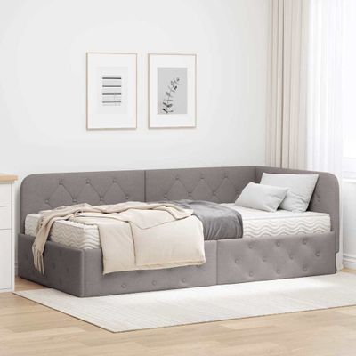 vidaXL Rohový rám postele Sivohnedá 90 x 200 cm látka